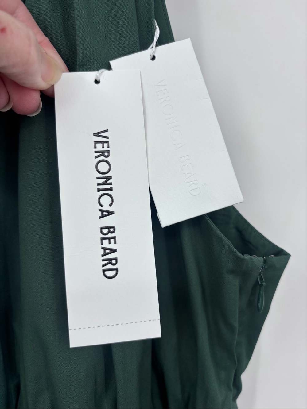 NWT Veronica Beard Kinny Halter Midi hasDress in Forest Green Sz 12 smocked - Picture 10 of 11